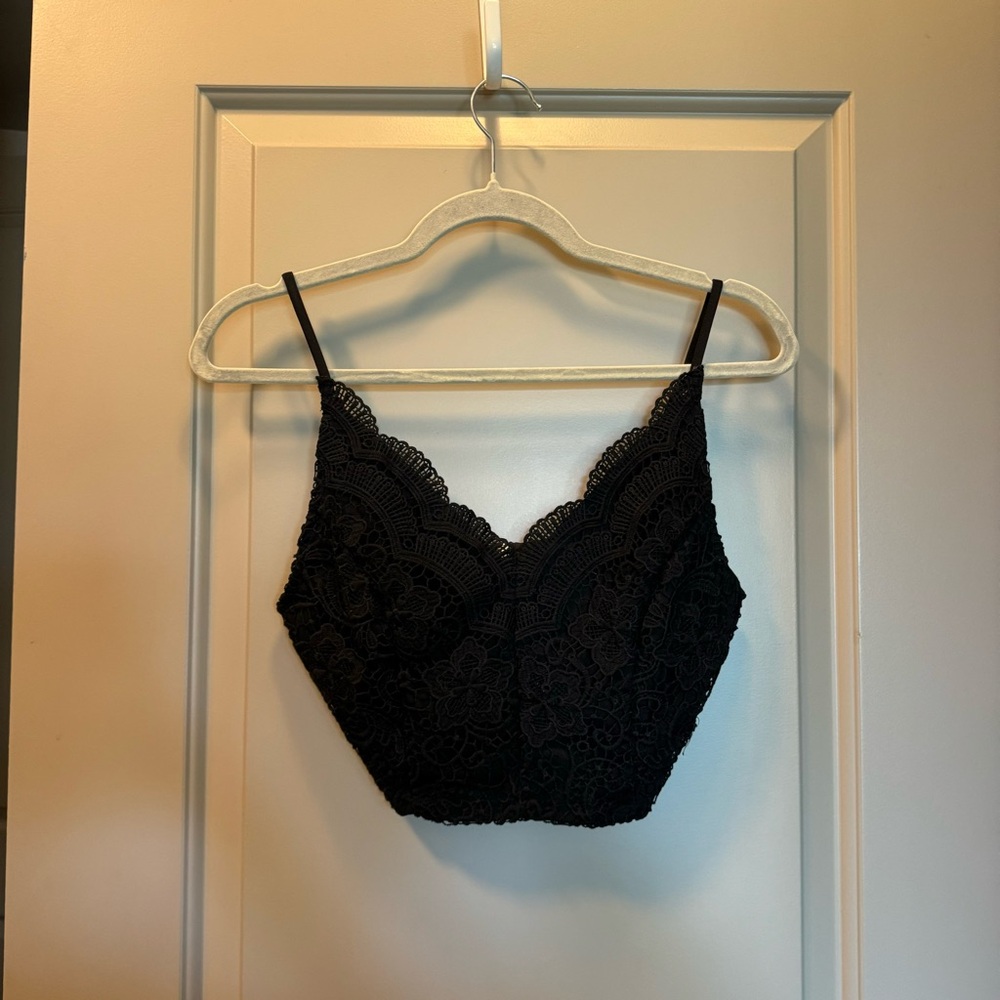 Black lace crop top